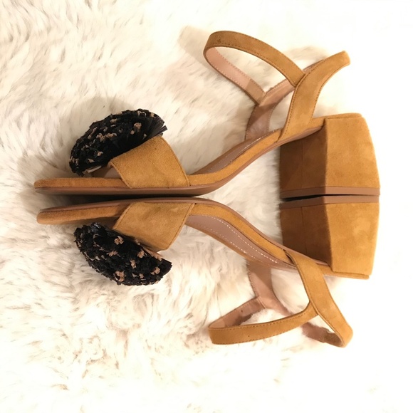 Zara Tan Suede Raffia Pom Pom Strappy Sandals | 39 - Picture 11 of 16